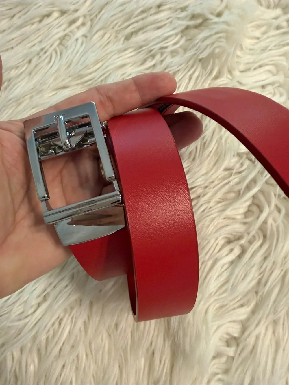 GELANTE Red Genuine Leather Belt with Debossed Logo size 44 BNWOT see all photos